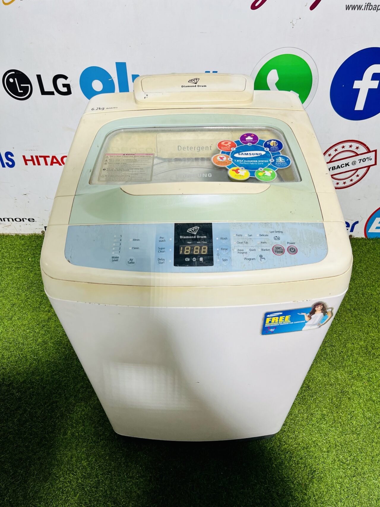 Samsung diamond drum 6.2 KG, white and blue in colour fully automatic top load washing machine - Image 2