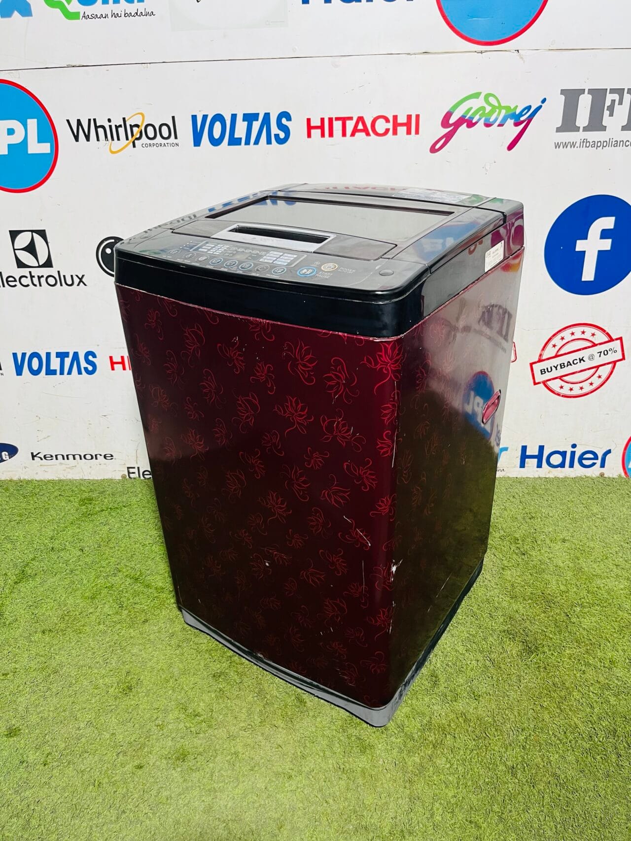 Lg turbo drum 6.5 kg with diamond safety glass door and red flower body gently used fully automatic top load washing machine - Image 4