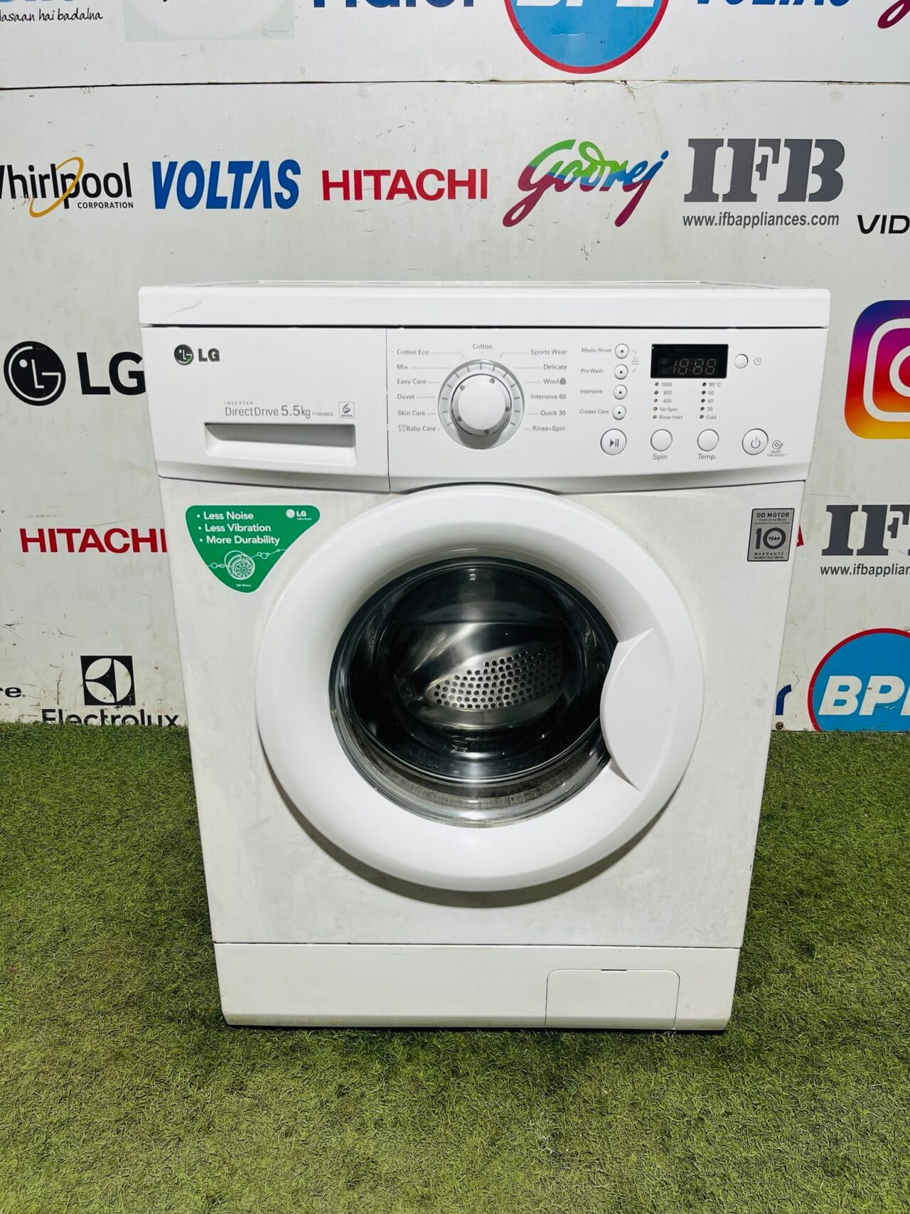 LG 6th motion, digital inverter direct drive with smart diagnosis, 5.5 KG gently used fully automatic front load washing machine with less noise and vibration