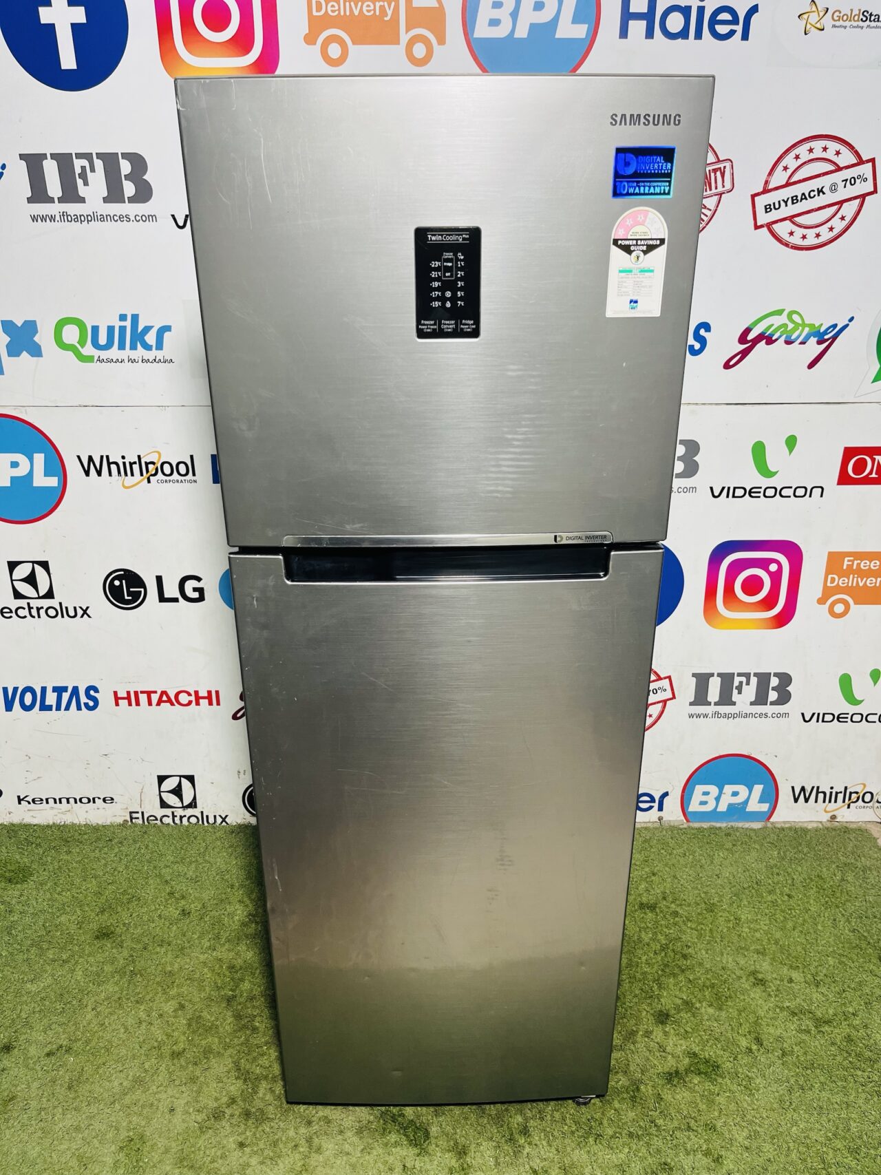 Samsung convertible digital inverter with twin cooling plus technology, and digital controller 350 ltr steel finish like new condition double door refrigerator at its best price