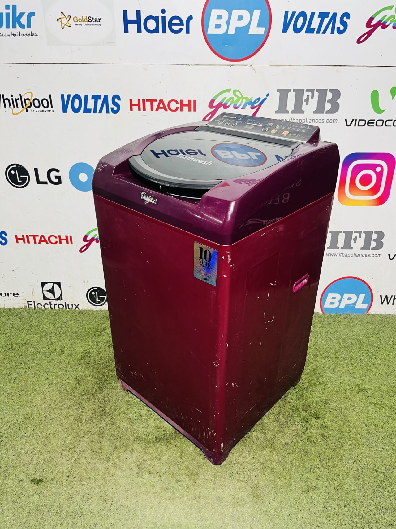 Whirlpool 6th sense stainwash purple in colour 7.2 kg with multiple programs fully automatic top load used washing machine - Image 4