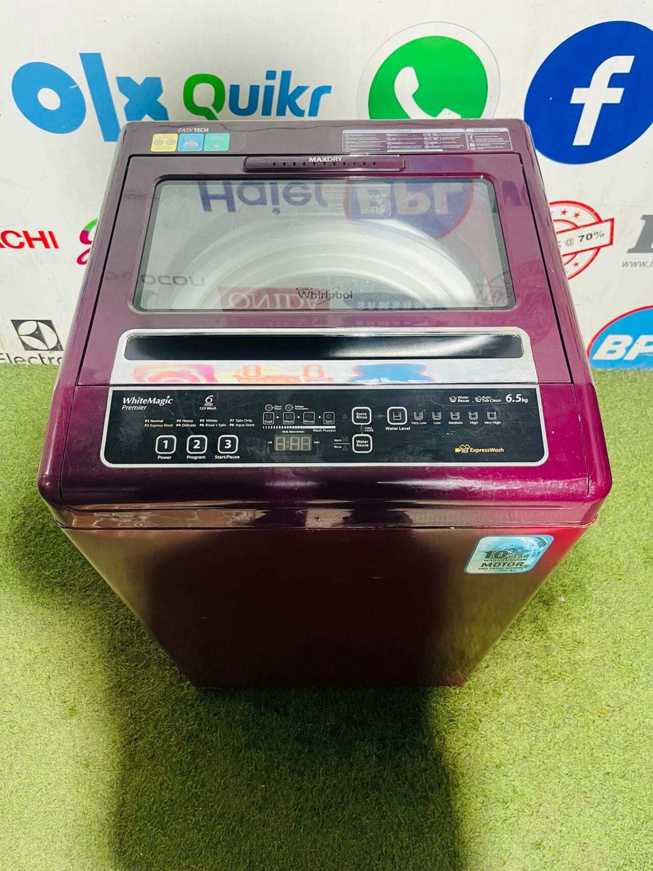 Whirlpool 6th sense white magic premier with water reuse,auto restart and max dry comes with multiple programs 6.5 kg gently used fully automatic top load washing machine - Image 2