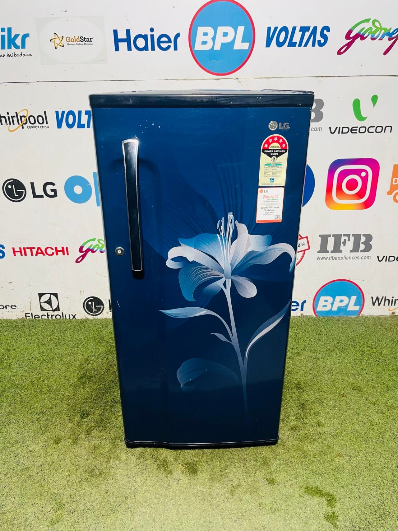 Lg 5 star energy rating inbuilt stabiliser blue flower model 190 ltr gently used single door refrigerator