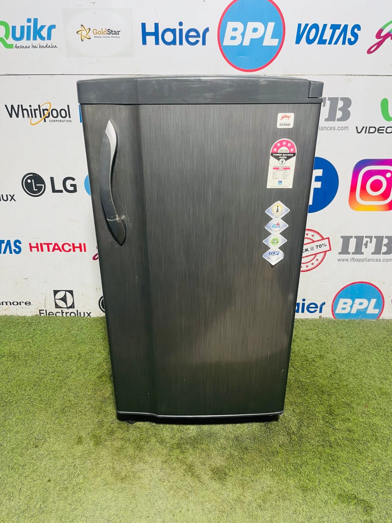 Godrej edge 5 star energy rating inbuilt stabiliser gently used grey in colour 190 ltr single door refrigerator