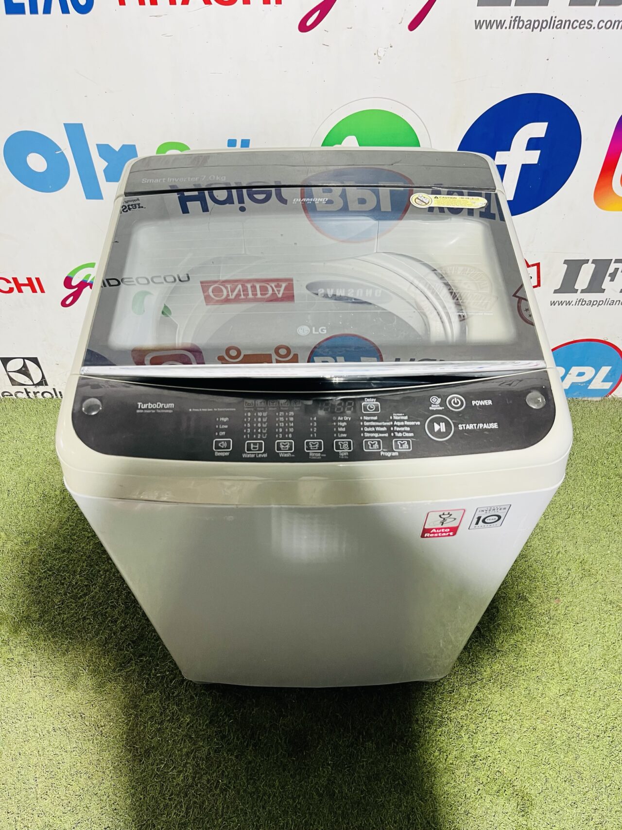 Lg smart inverter turbo drum with smart diagnosis and auto restart function 7 kg like new condition fully automatic top load washing machine - Image 2