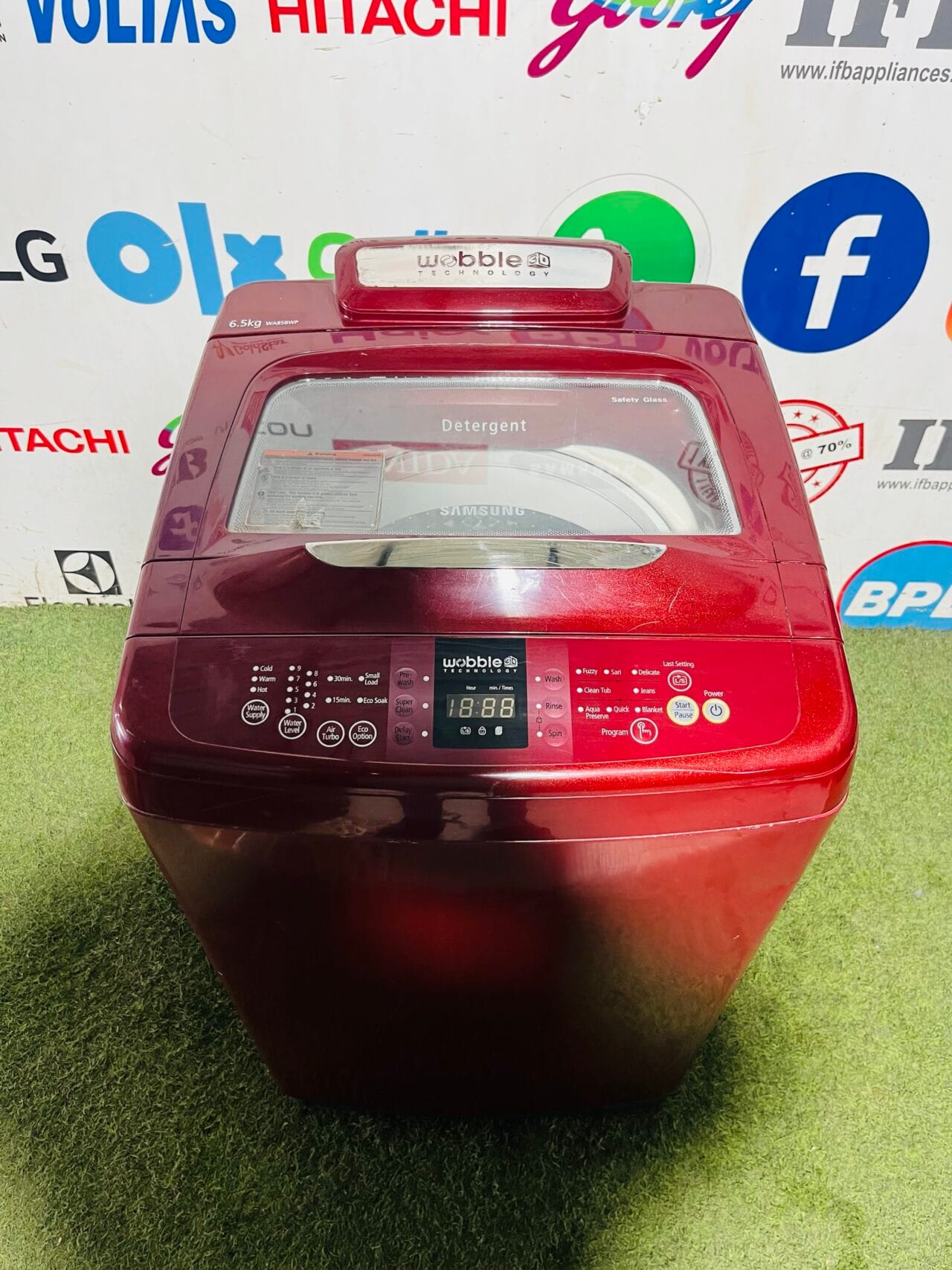 Samsung bight red in colour with wobble technology 6.5 kg gently used fully automatic top load washing machine in banglore - Image 2