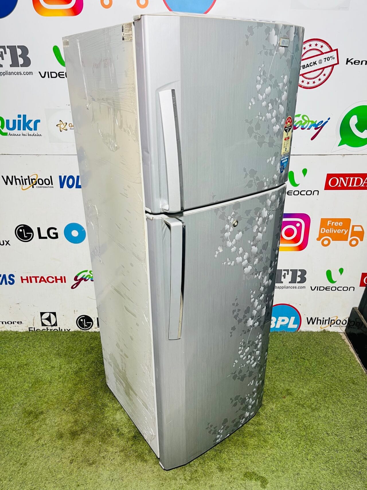 Lg five star energy rating inbuilt stabiliser silver flower model gently used 350 ltr with door key double door refrigerator - Image 5