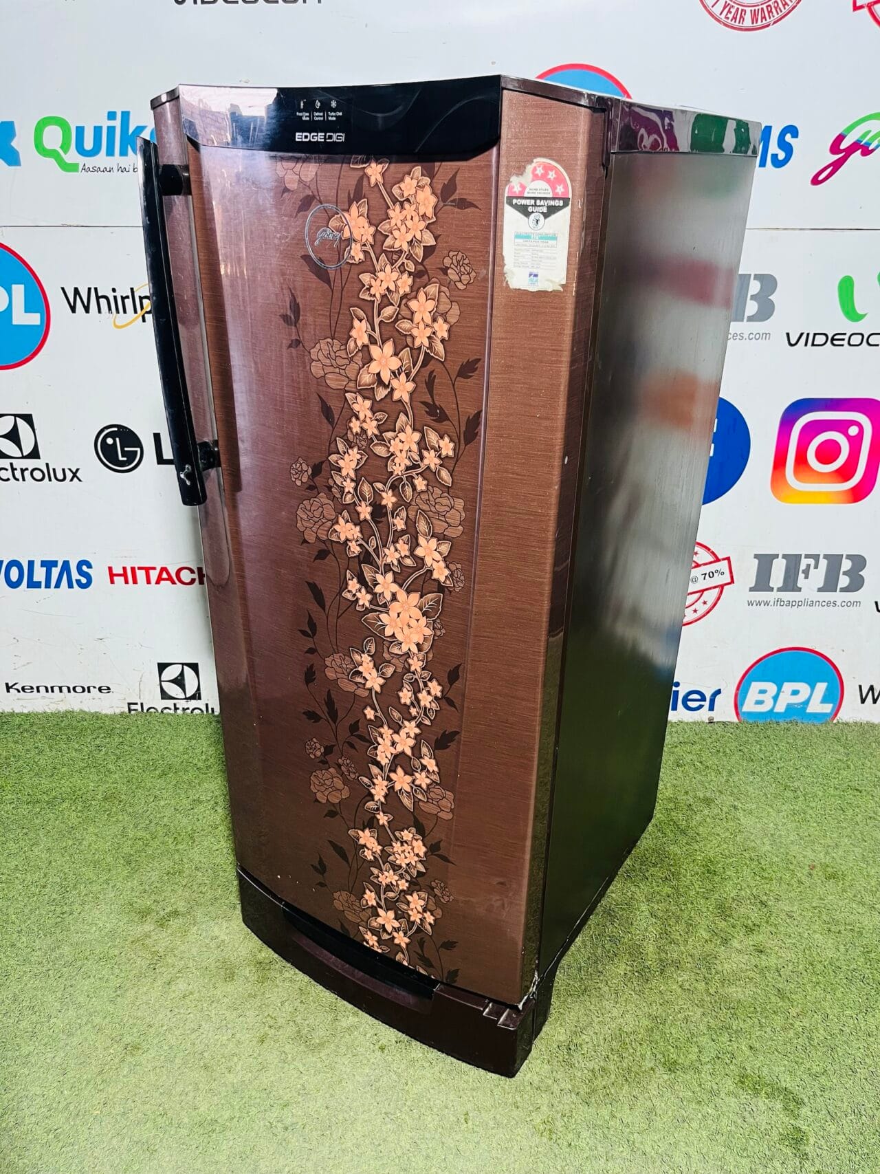 Godrej edge DIGI with frost free mode,turbo chill model and defrost control five star energy rating inbuilt stabiliser gently used with base stand and onion tray 200 ltr flower model single door refrigerator - Image 5