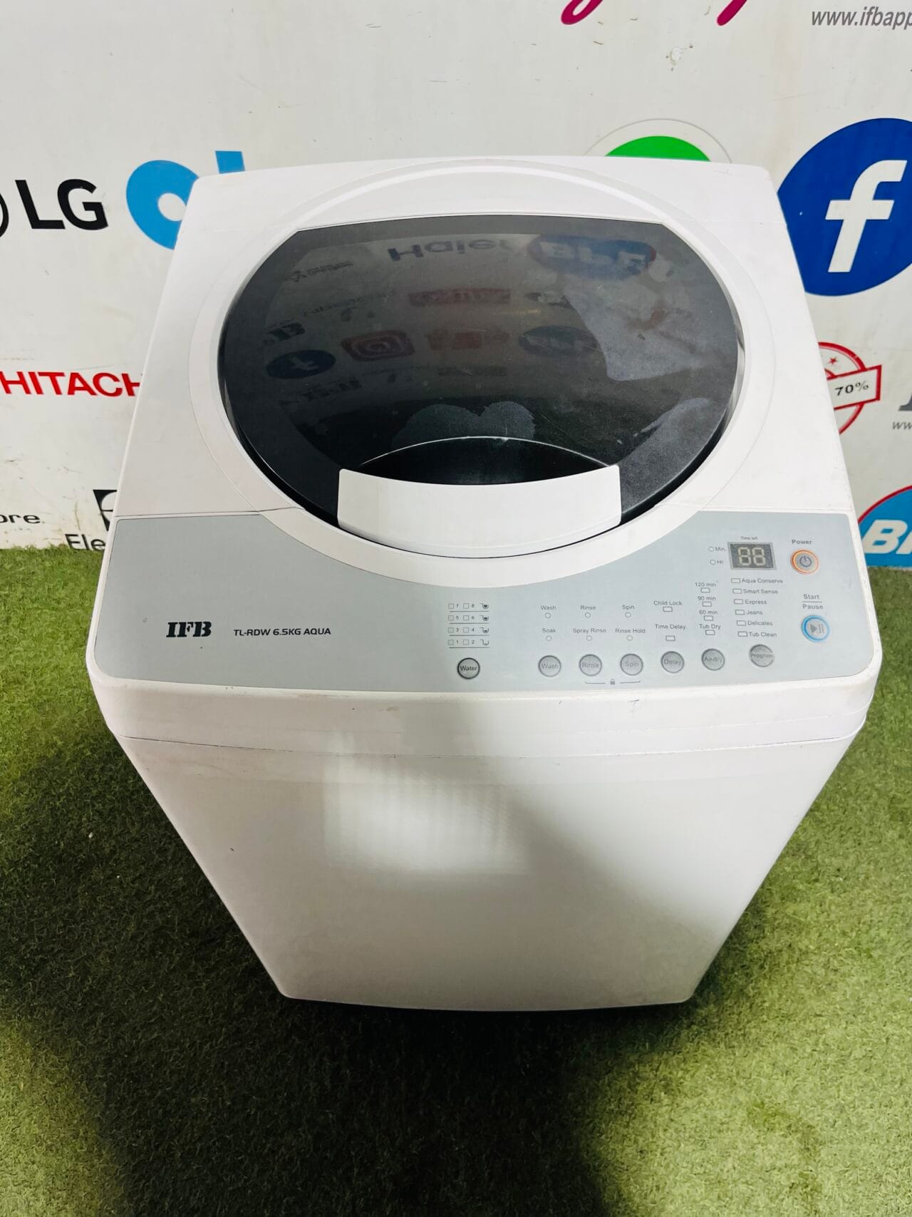 IFB TL-RDS aqua white in colour with silver chromed steel drum like gently used 6.5 kg fully automatic top load washing machine - Image 2