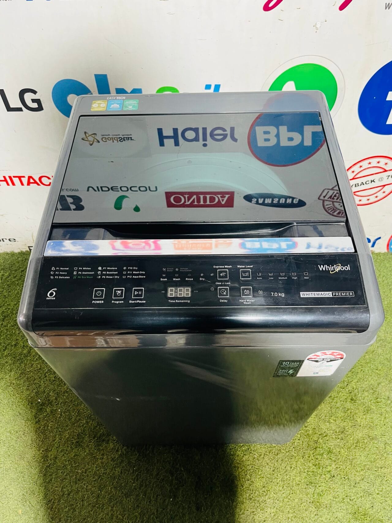 Whirlpool 6th sense white magic premier 5 star energy rating black in colour with auto tub clean,auto restart and multiple washing options 7 kg gently used fully automatic top load washing machine - Image 2