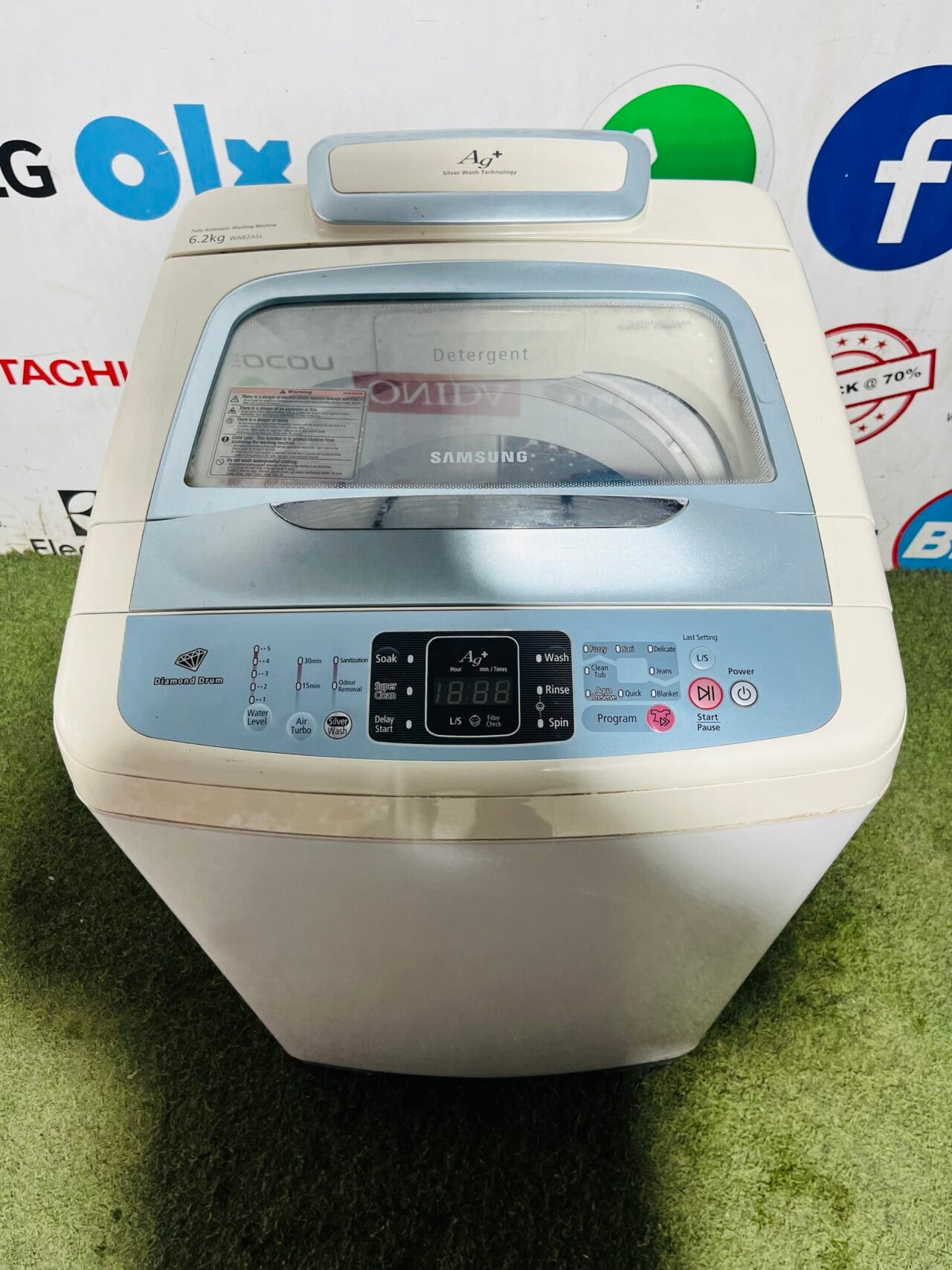 Samsung diamond drum ag+ silver nano technology white and blue in colour 6.2 kg gently used fully automatic top load washing machine - Image 2