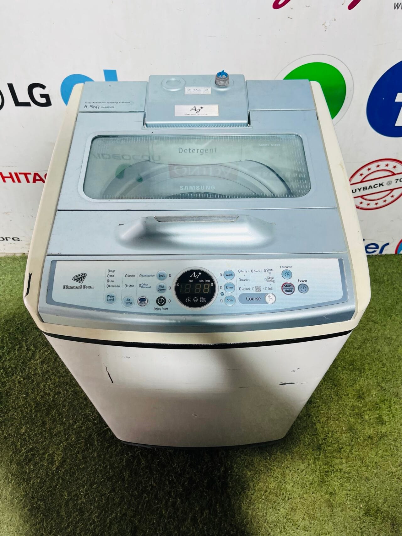 Samsung diamond drum ag+ silver nano technology white and blue in colour 6.5 kg used fully automatic top load washing machine - Image 2