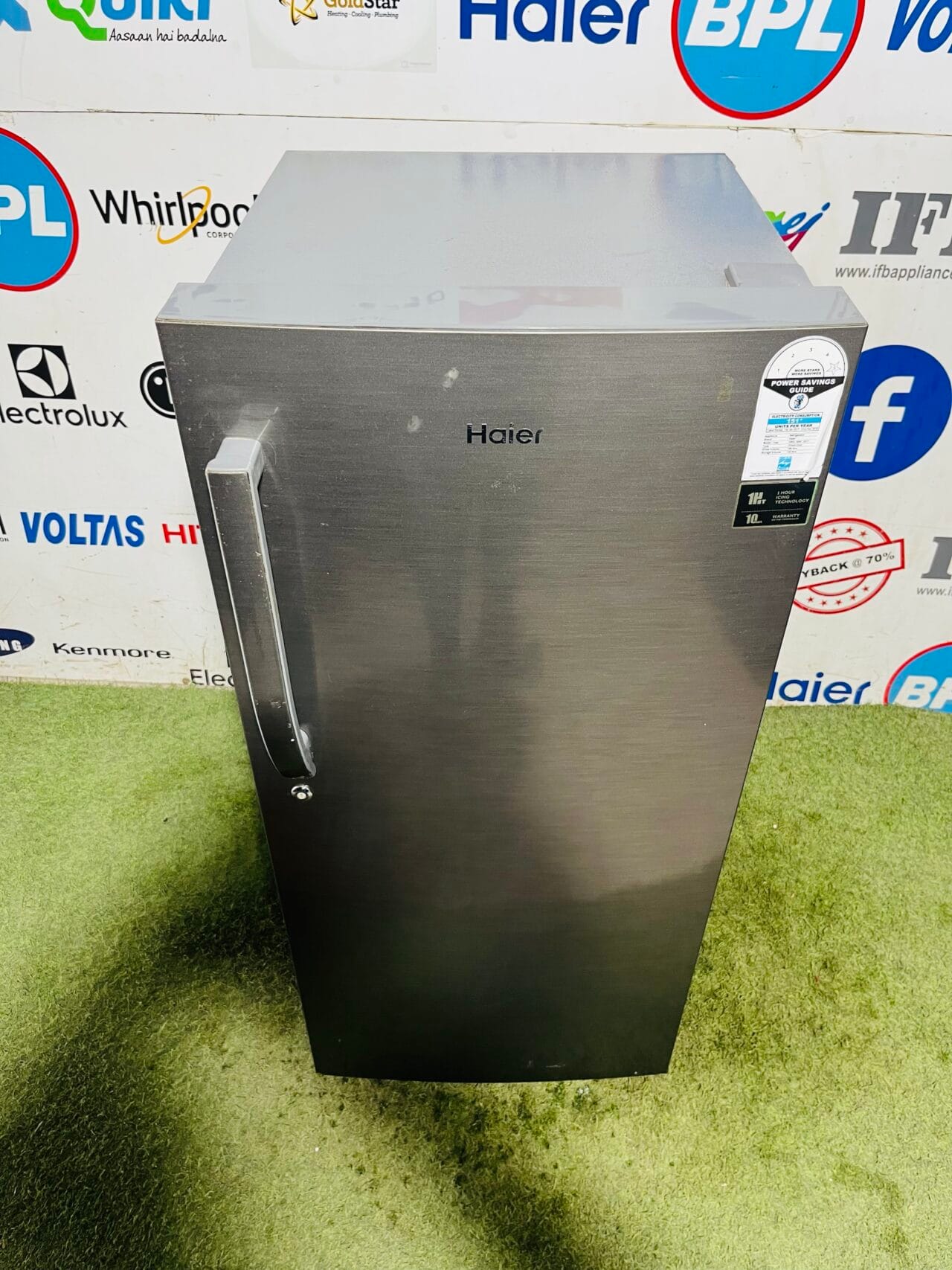 Haier four star energy rating inbuilt stabiliser steel finish gently used 190 ltr single door refrigerator - Image 2