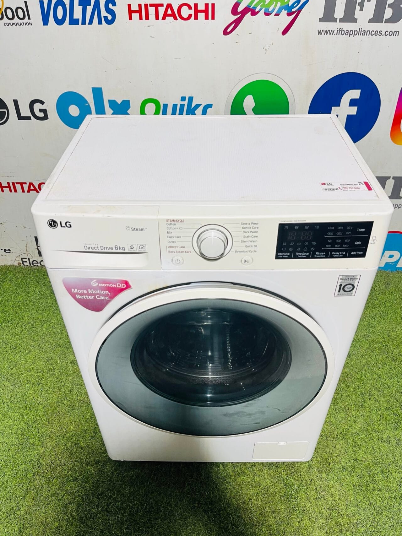 Lg steam 6th motion direct drive digital inverter comes with less noise and vibration 6 kg gently used digital display fully automatic front load washing machine - Image 2