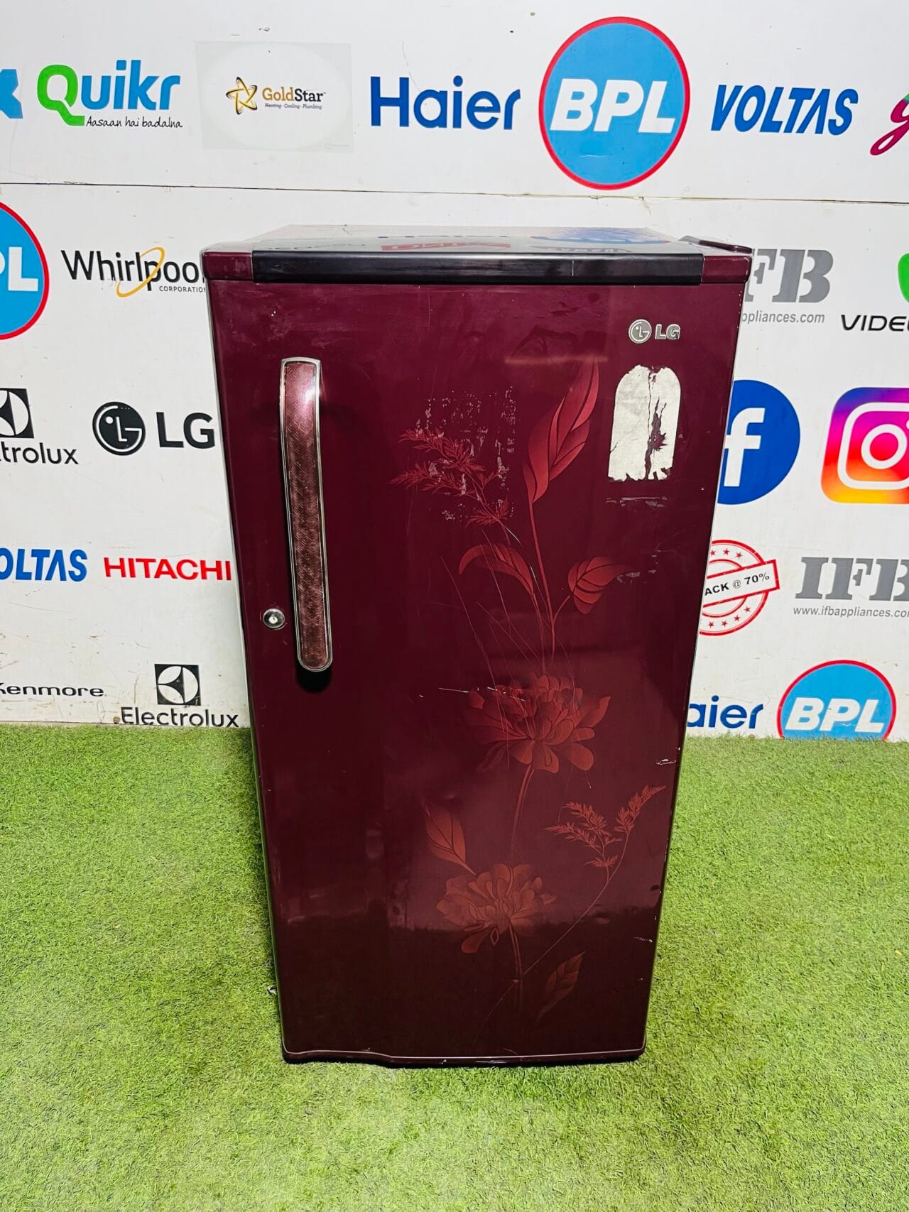 Lg 5 star energy rating inbuilt stabiliser maroon flower model 190 ltr used single door refrigerator