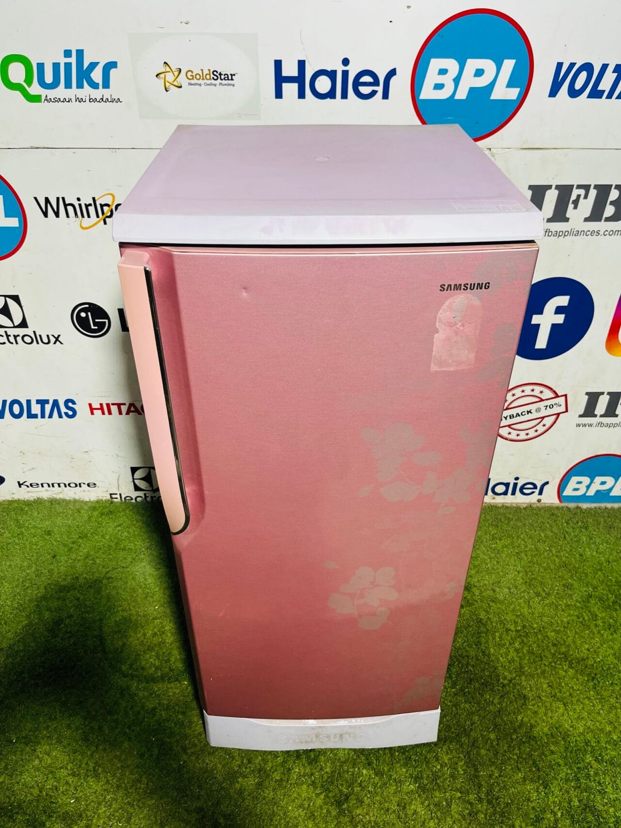 Samsung 5 star energy rating inbuilt stabiliser with base stand and onion tray 190 ltr pink flower model single door refrigerator - Image 2