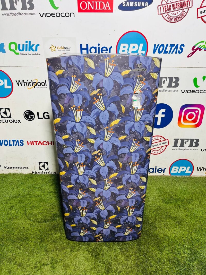 Videocon platinum royale 5 star energy rating inbuilt stabiliser 200 ltr gently used flower model single door refrigerator (Refurbished)