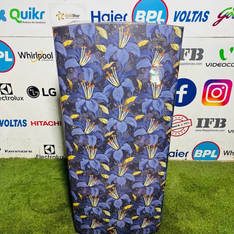 Videocon platinum royale 5 star energy rating inbuilt stabiliser 200 ltr gently used flower model single door refrigerator (Refurbished)