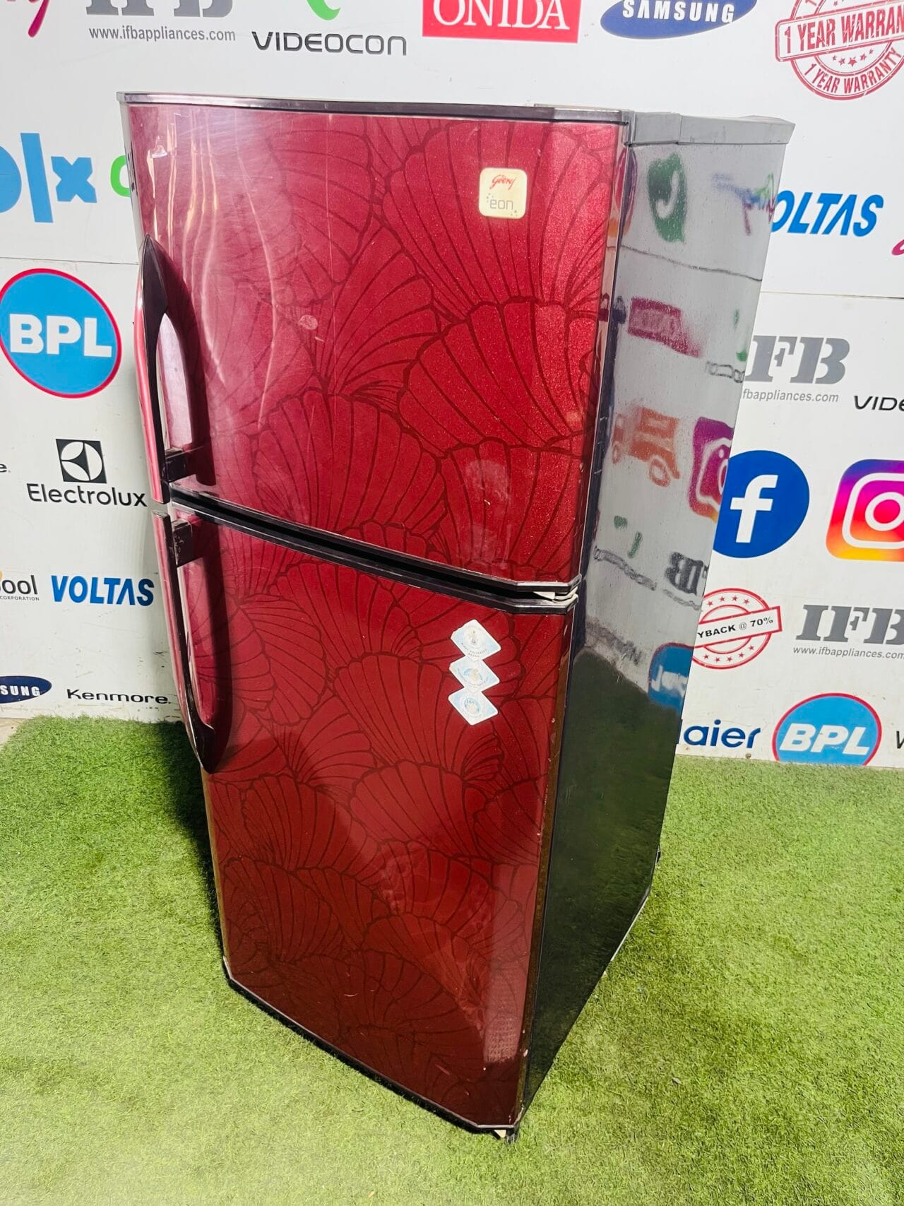 Godrej eon five star energy rating, red flower model 240 L gently used double door refrigerator - Image 4