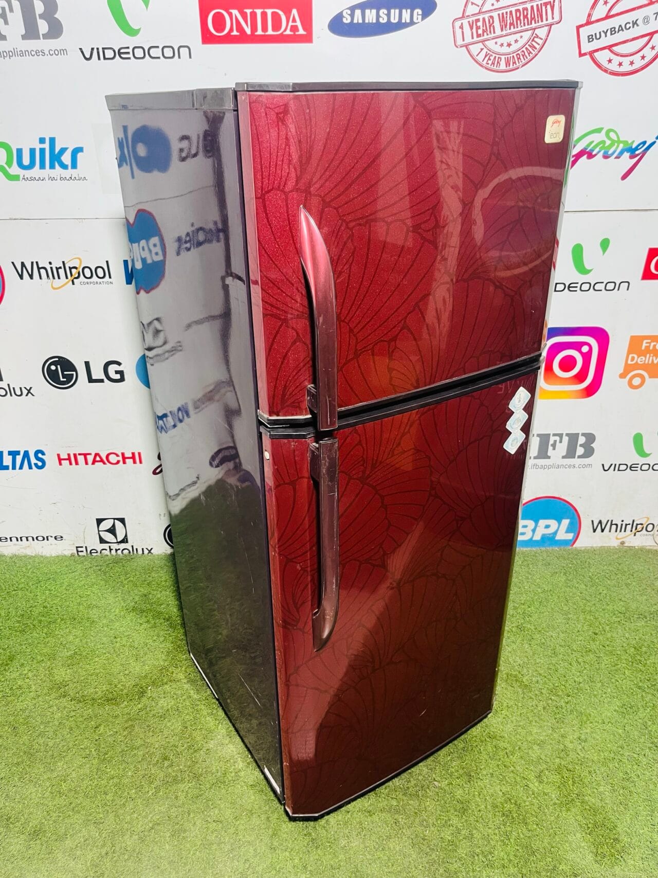 Godrej eon five star energy rating, red flower model 240 L gently used double door refrigerator - Image 5