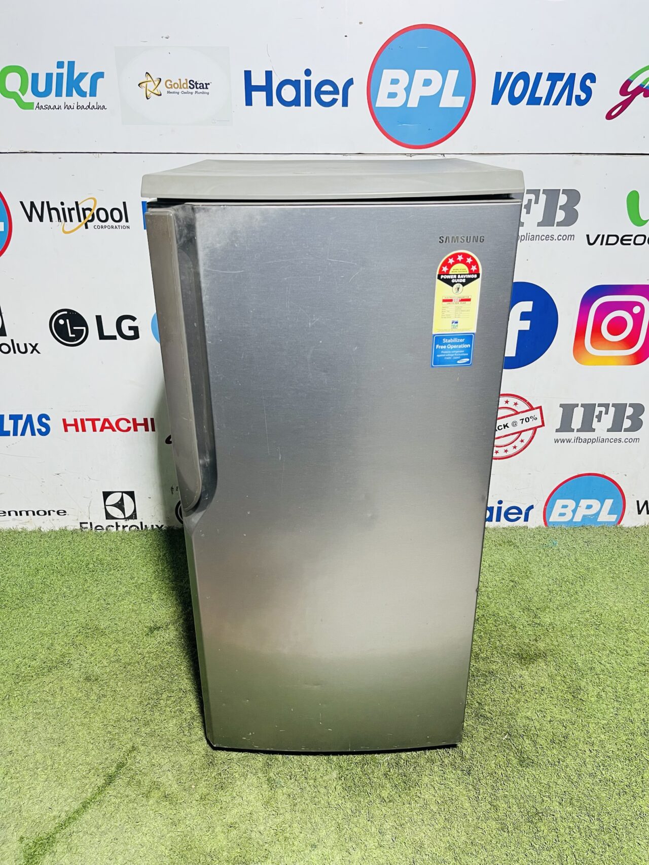 Samsung 5 star energy rating inbuilt stabiliser steel finish 190 ltr single door refrigerator