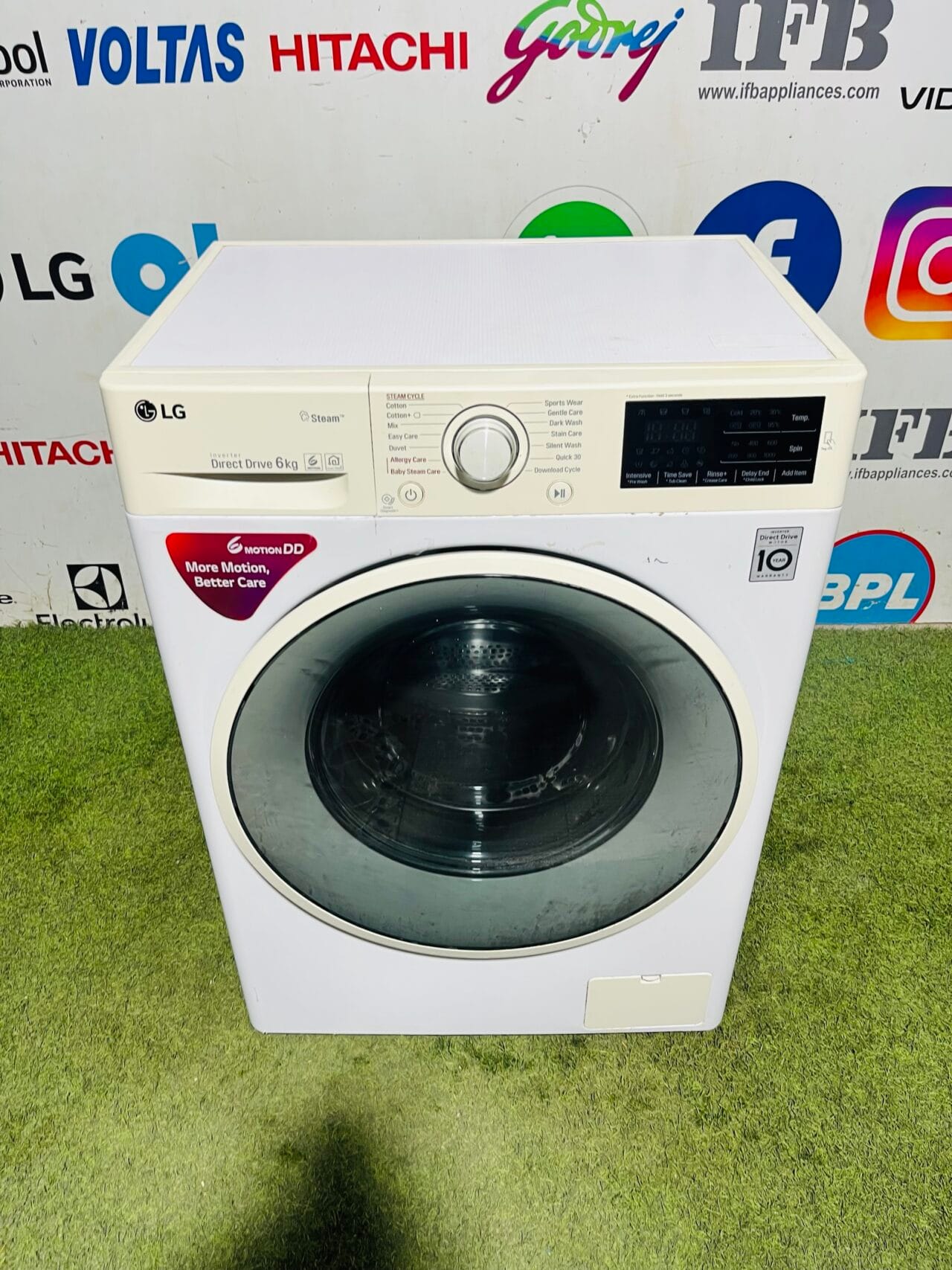 Lg steam 6th motion direct drive digital inverter with less noise and vibrations 6 kg fully automatic gently used front load washing machine - Image 2