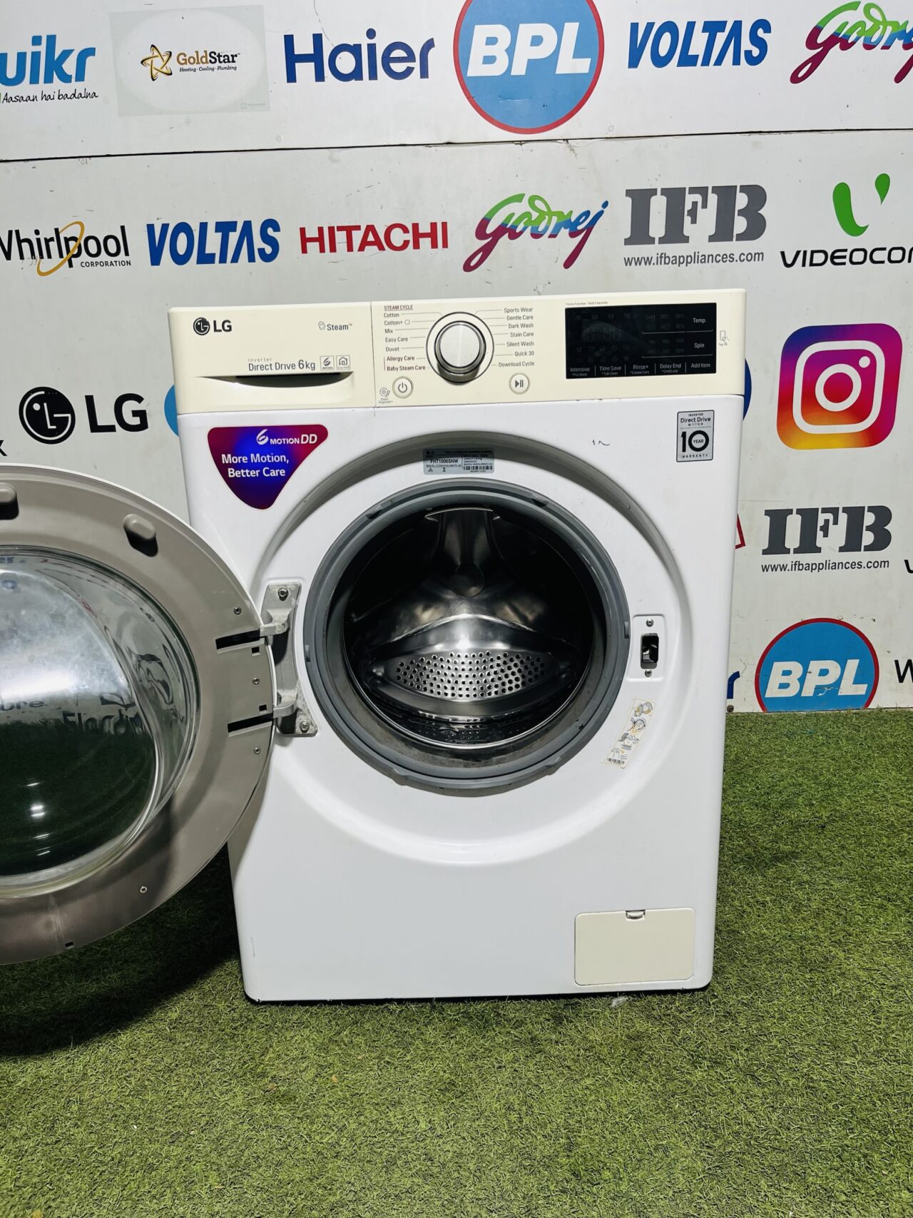 Lg steam 6th motion direct drive digital inverter with less noise and vibrations 6 kg fully automatic gently used front load washing machine - Image 3