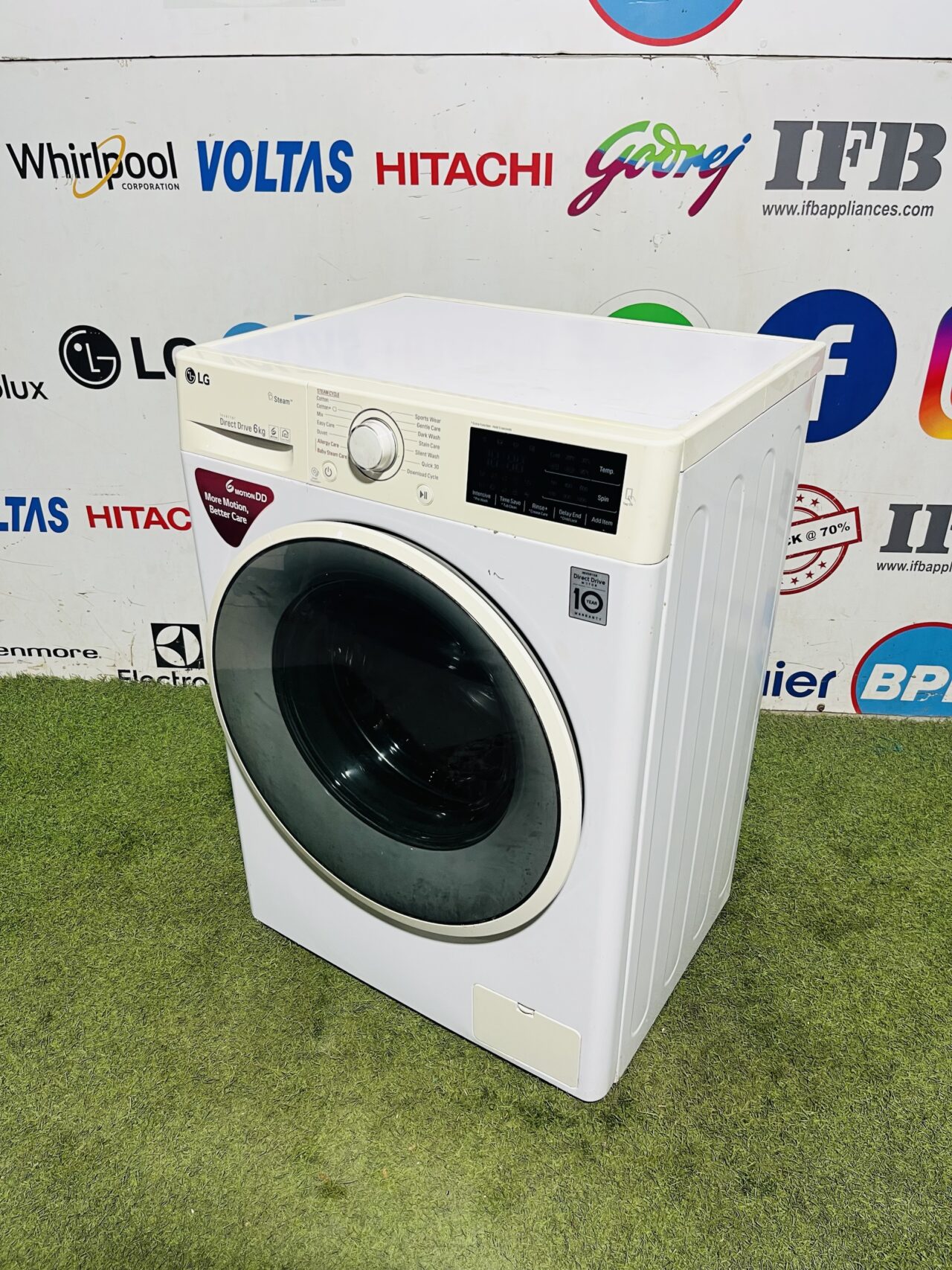 Lg steam 6th motion direct drive digital inverter with less noise and vibrations 6 kg fully automatic gently used front load washing machine - Image 6