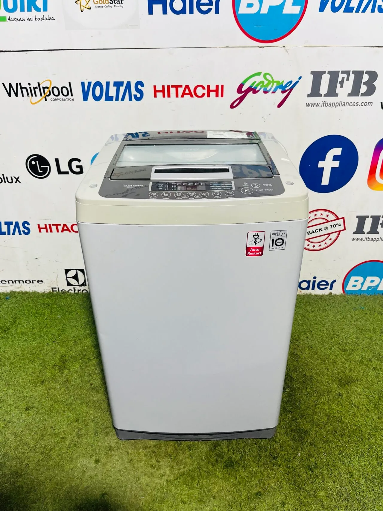 Lg smart diagnosis jet spray + inverter technology 6.5 kg gently used auto restart fully automatic top load washing machine