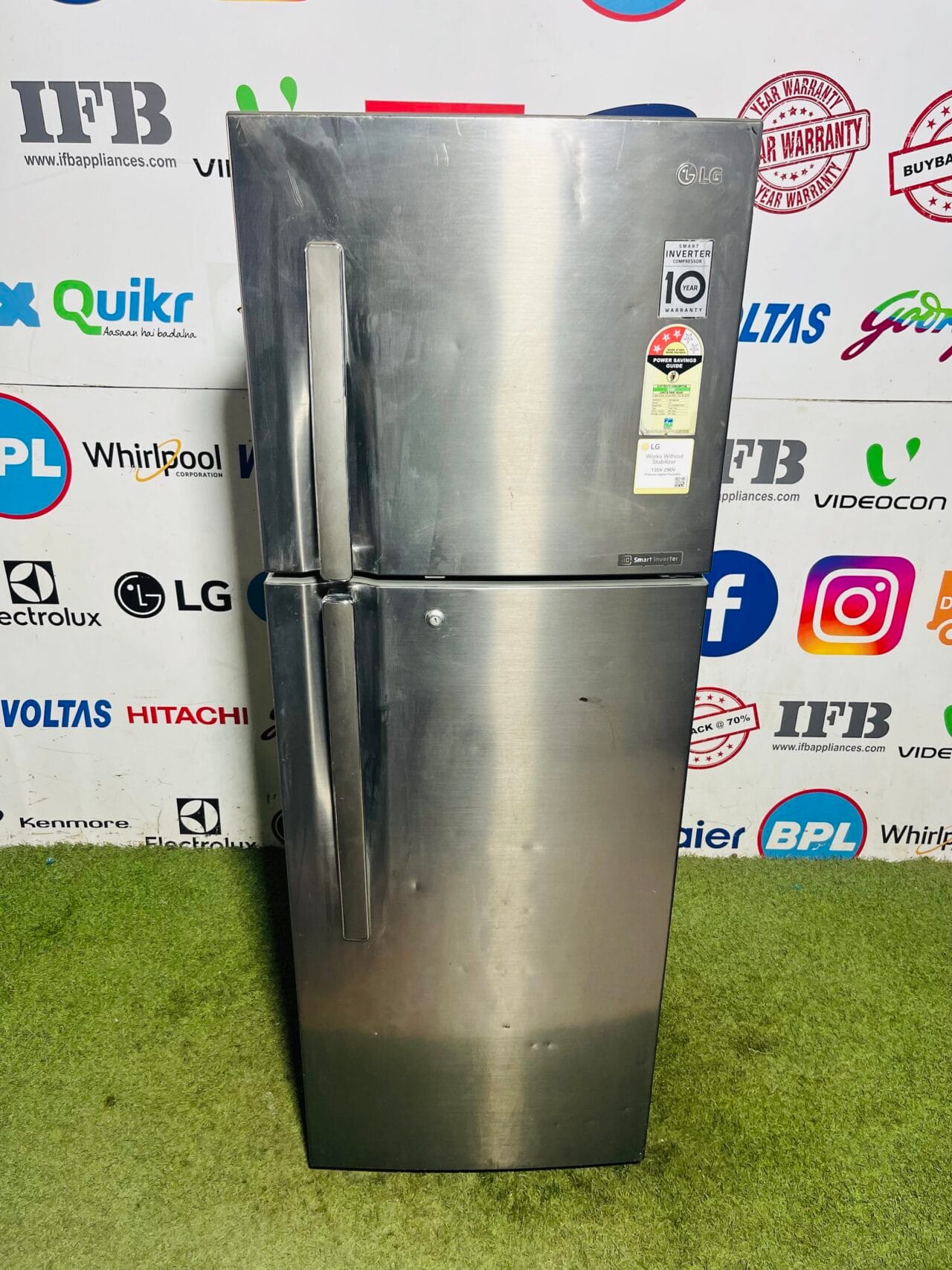 Lg multi air flow smart inverter with inbuilt stabiliser 320 ltr steel finish double door used refrigerator
