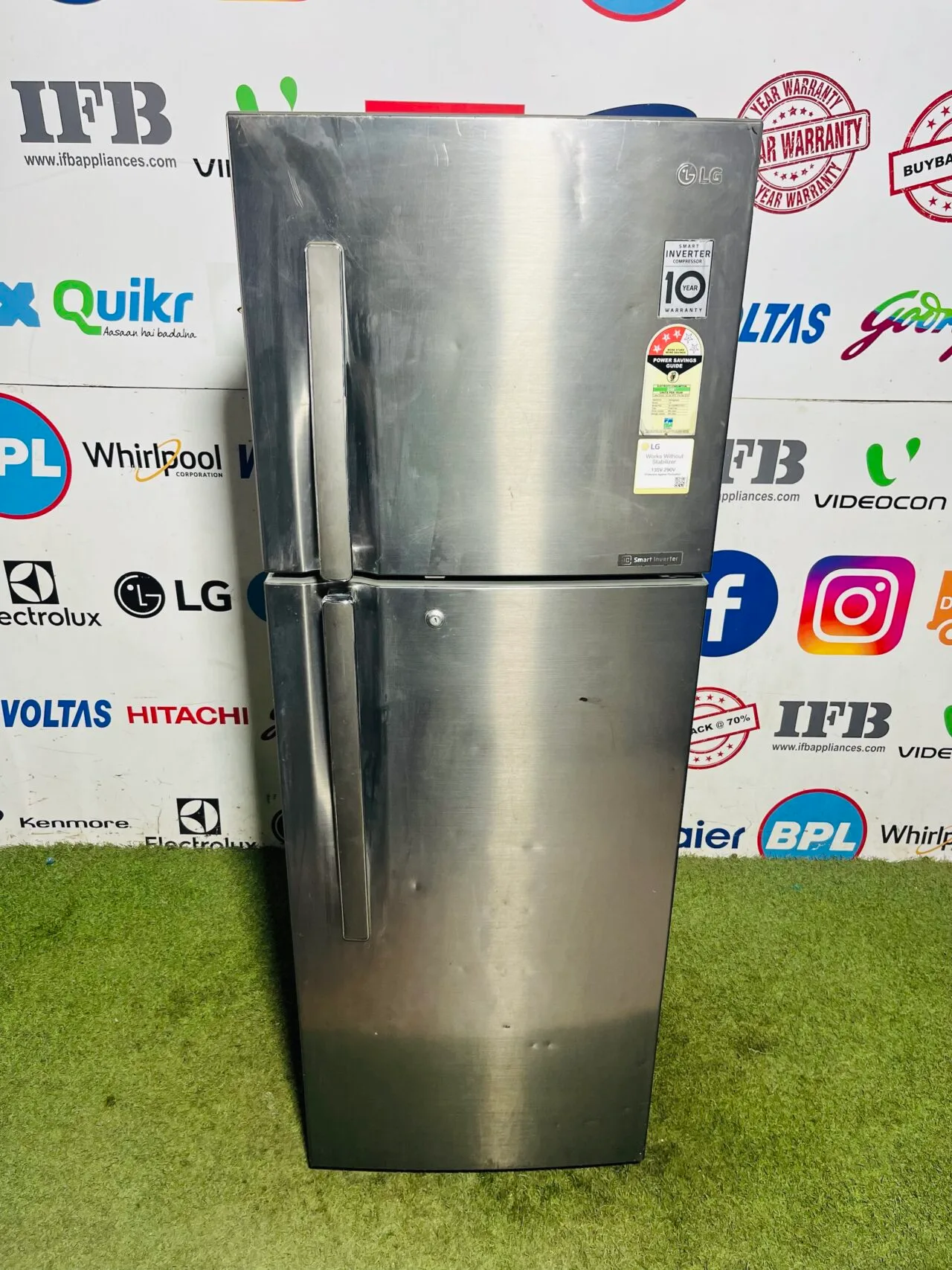 Lg multi air flow smart inverter with inbuilt stabiliser 320 ltr steel finish double door used refrigerator