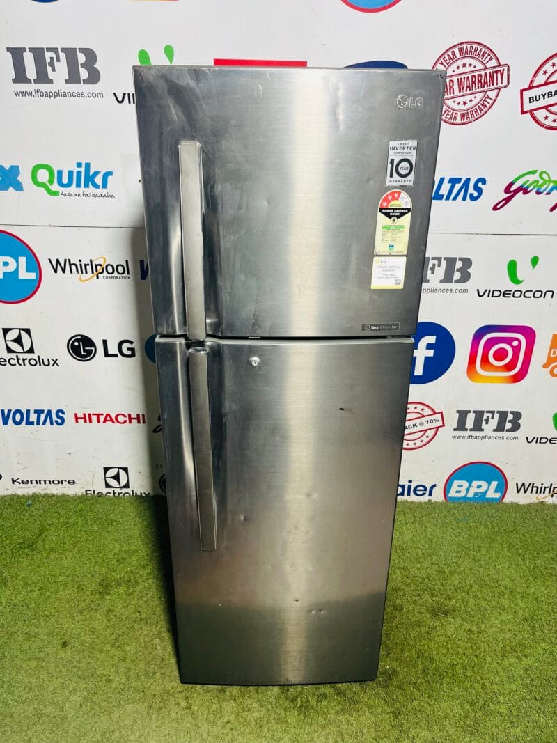 Lg multi air flow smart inverter with inbuilt stabiliser 320 ltr steel finish double door used refrigerator