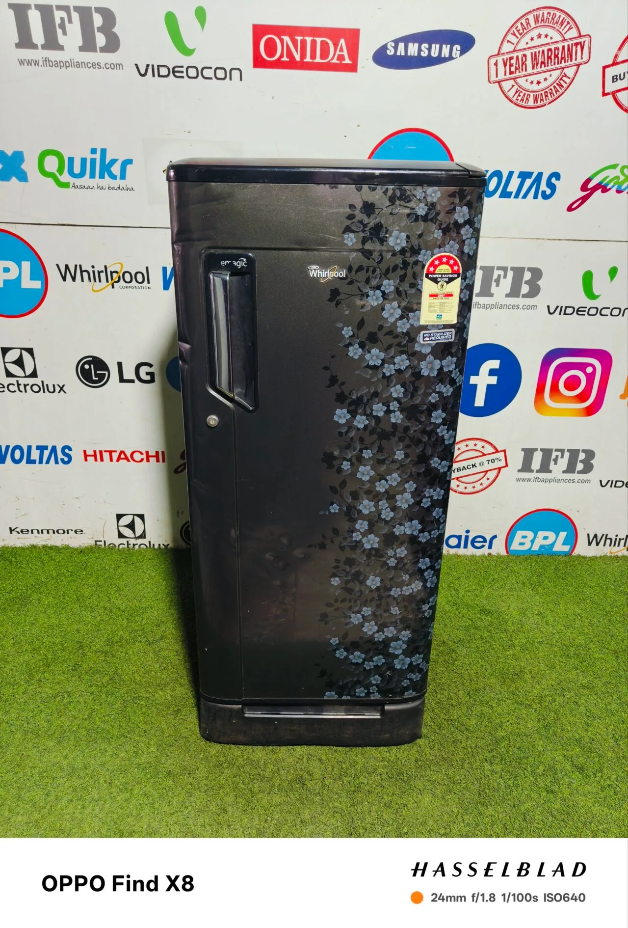 whirlpool ice magic 5 star energy rating inbuilt stabilizer black flower model 190 lte single door refrigerator