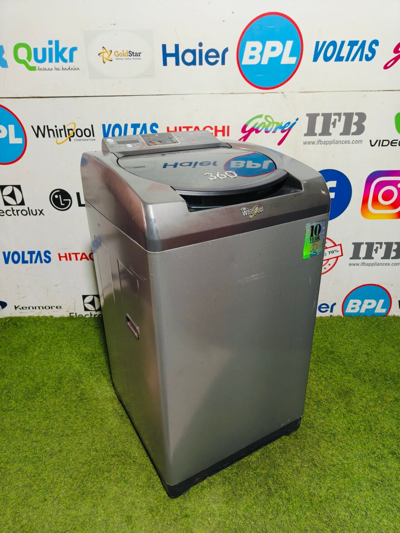 whirlpool 6th sense 360* grey in colour gently used 7.2kg fully automatic top load washing machine - Image 3