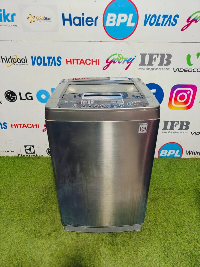 LG 6 motion digital inverter direct drive 7.5 kg steel finish fully automatic gently used top load washing machine