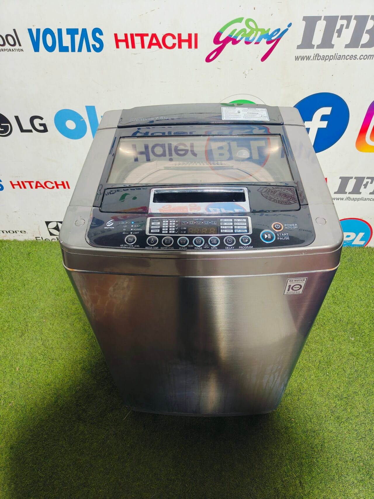 LG 6 motion digital inverter direct drive 7.5 kg steel finish fully automatic gently used top load washing machine - Image 2