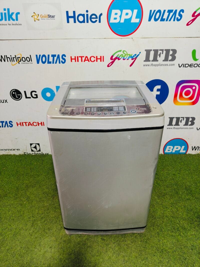 LG fuzzy logic turbo drum 6.2 kg steel finish fully automatic top load washing machine