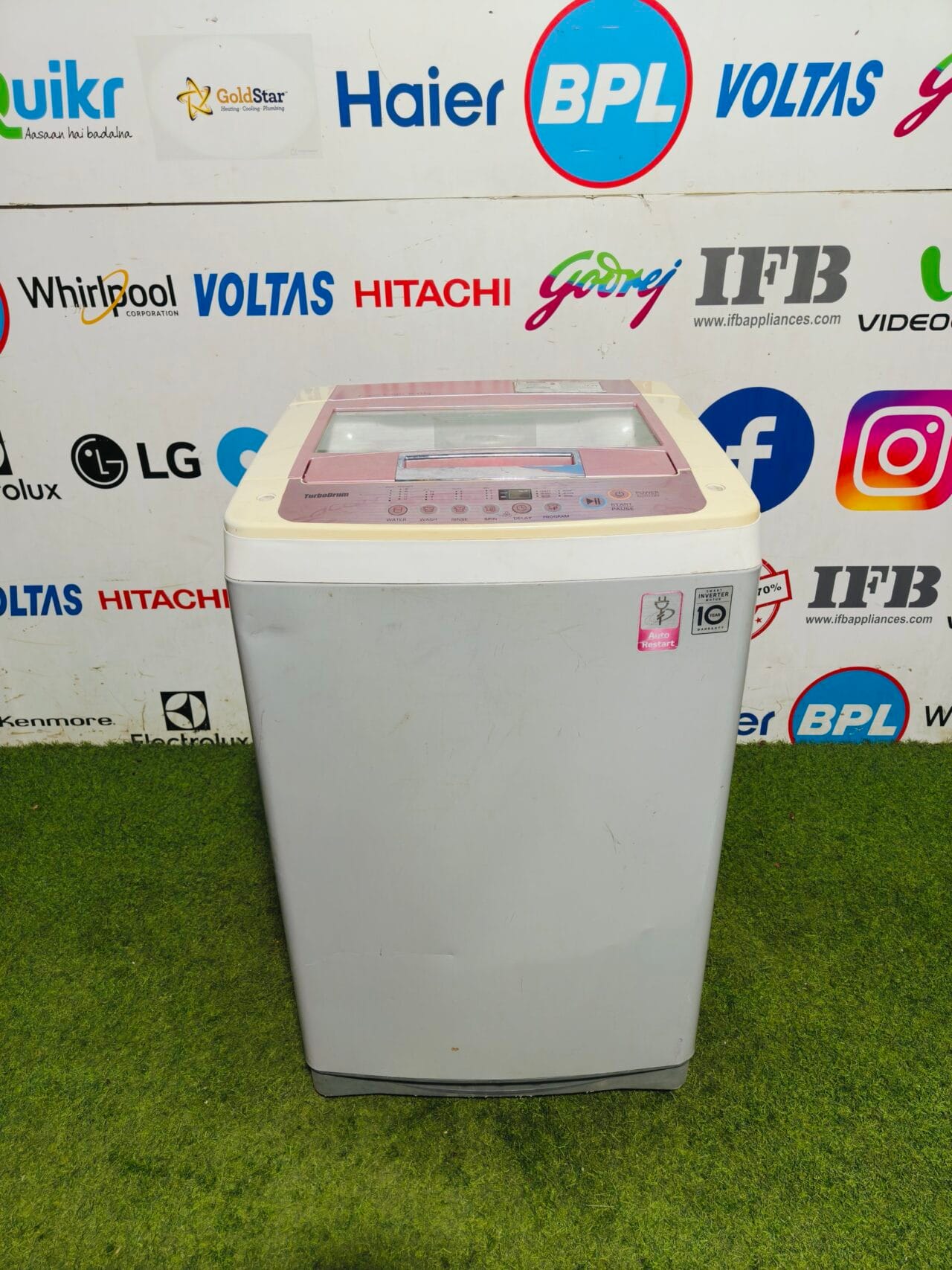 LG fuzzy logic turbo drum double colour 6.2 kg fully automatic top load washing machine