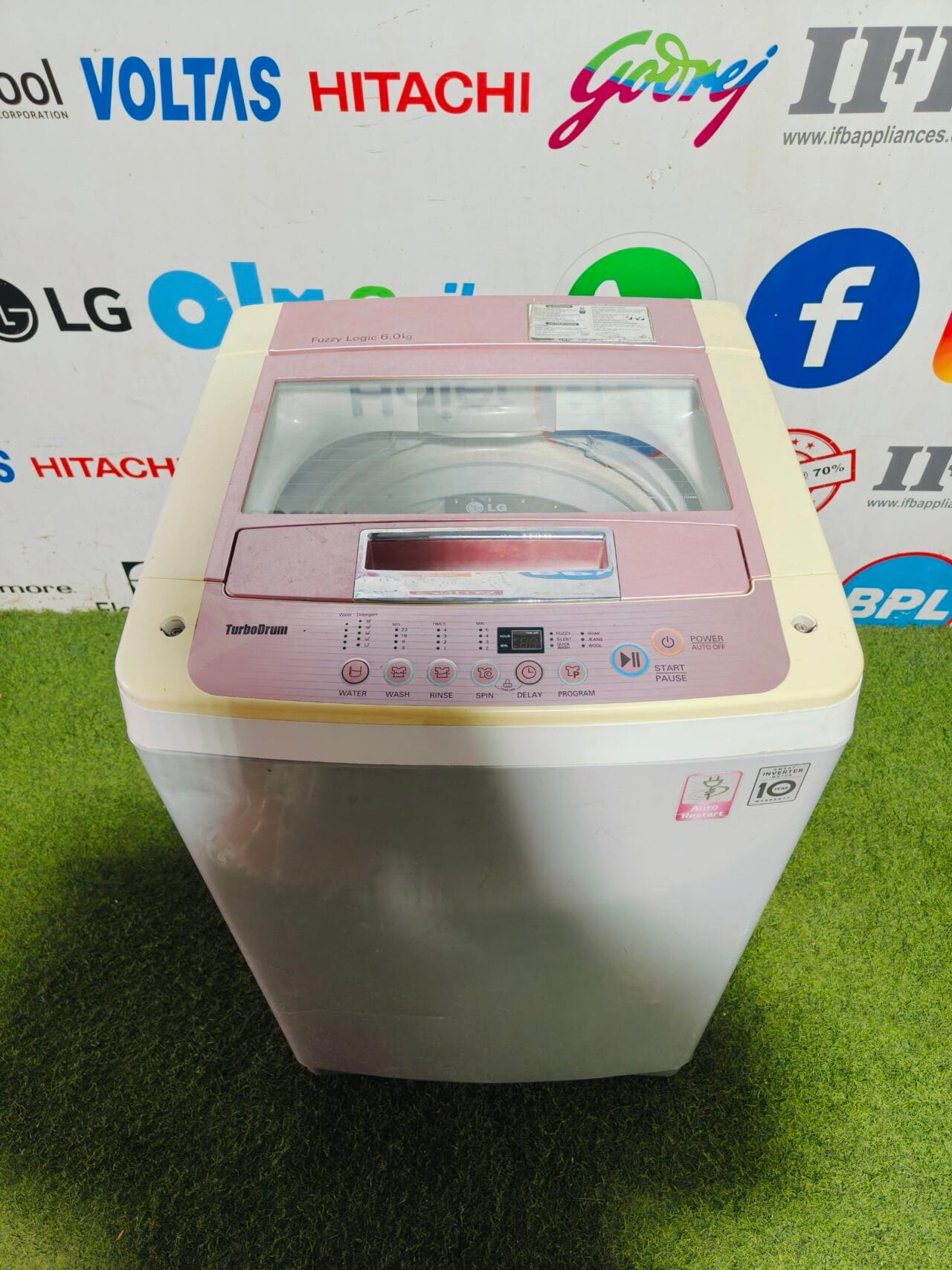 LG fuzzy logic turbo drum double colour 6.2 kg fully automatic top load washing machine - Image 2