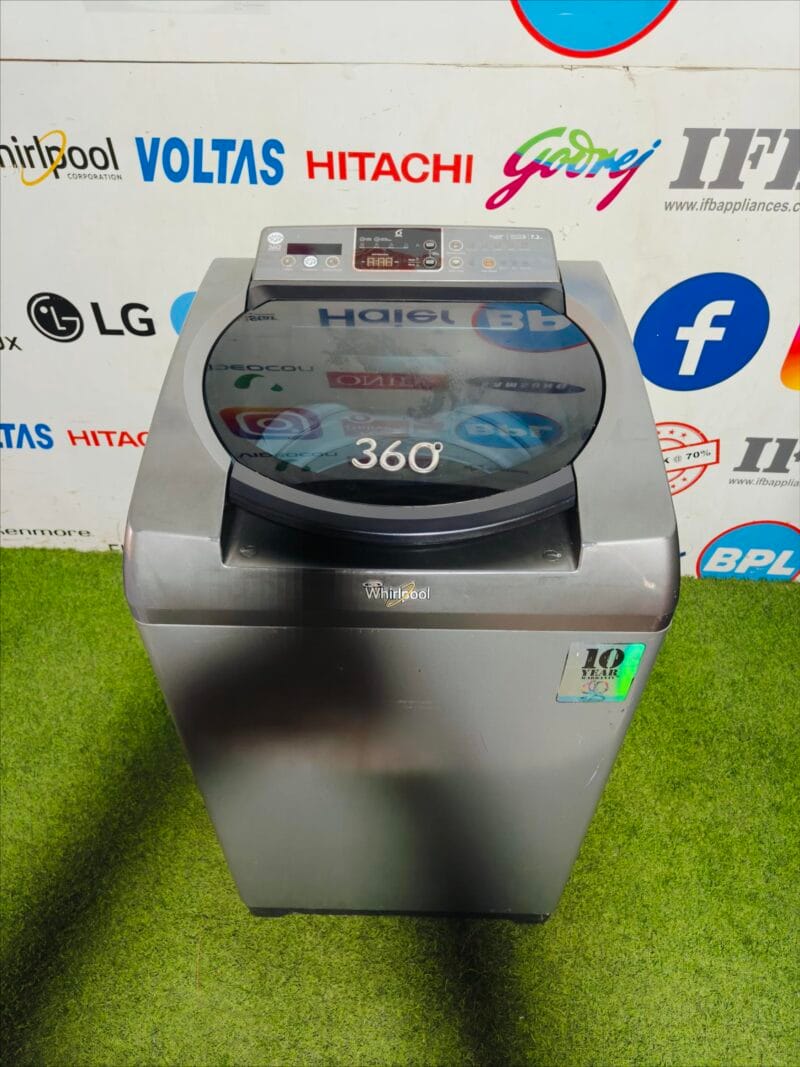 whirlpool 6th sense 360* grey in colour gently used 7.2kg fully automatic top load washing machine