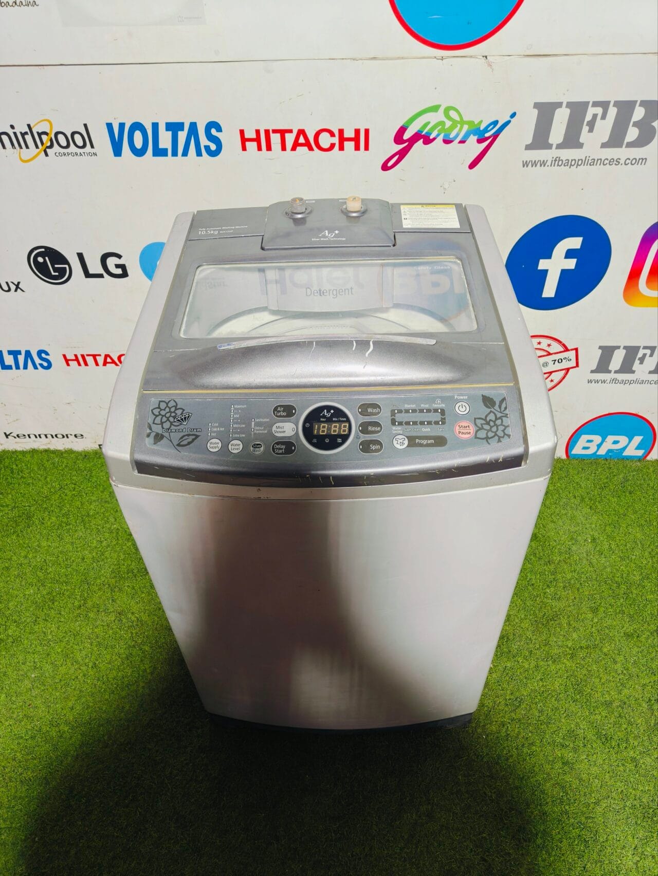Samsung diamond drum ag+ silver wash technology 10.5 kg big fully automatic top load washing machine - Image 2