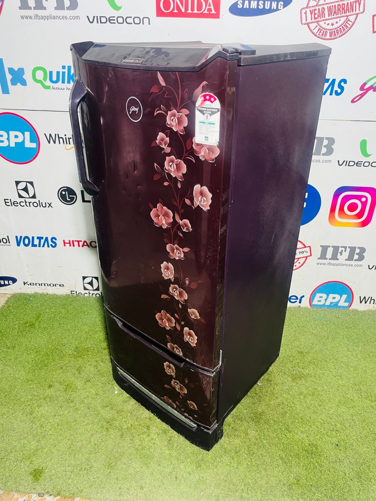 Godrej edge duo 4 star energy rating inbuilt stabiliser with separate vegetable compartment and onion tray 210 ltr gently used flower model two door refrigerator - Image 5