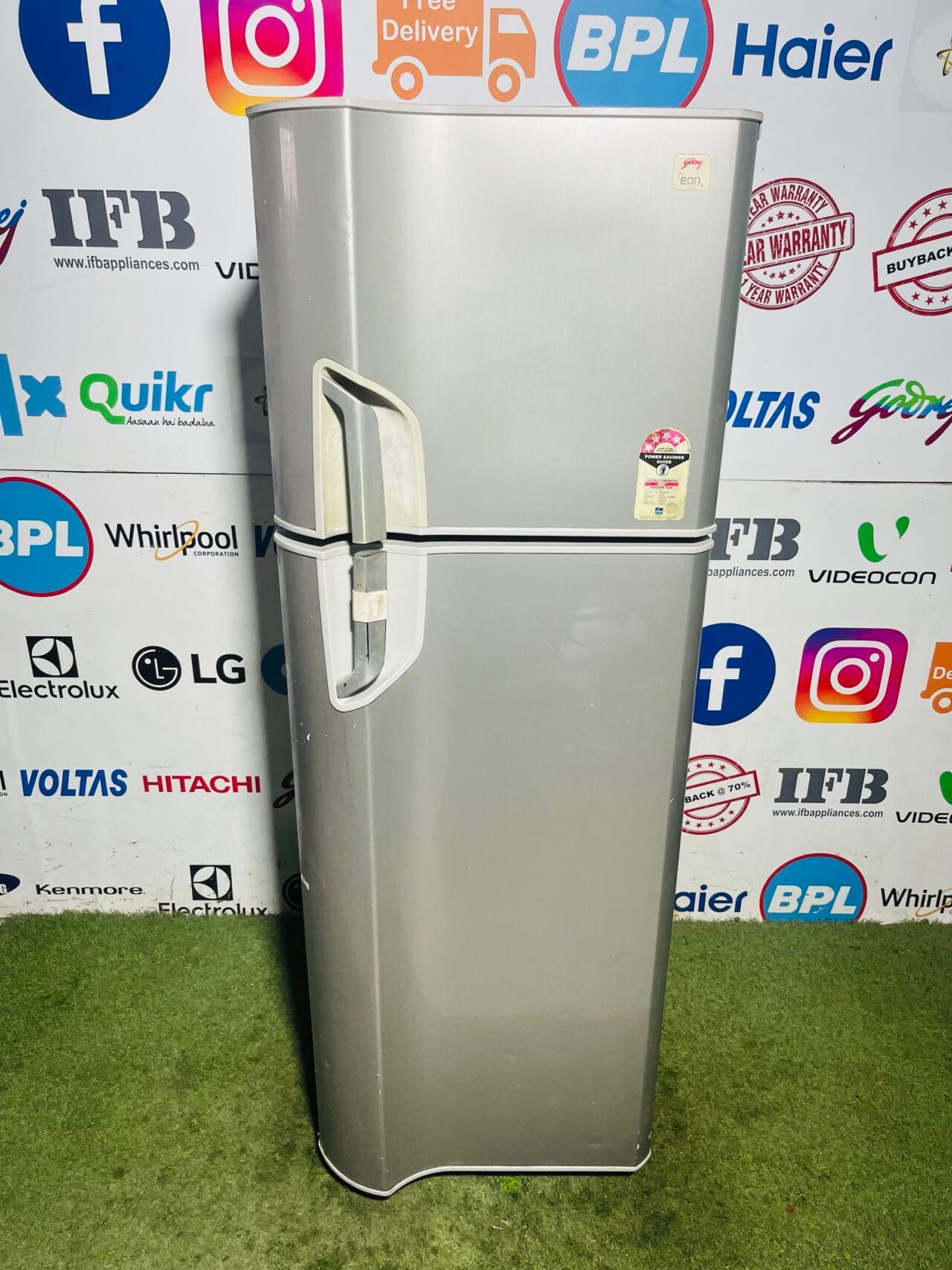 Godrej eon 4 star energy rating inbuilt stabiliser silver in colour 350 ltr double door refrigerator