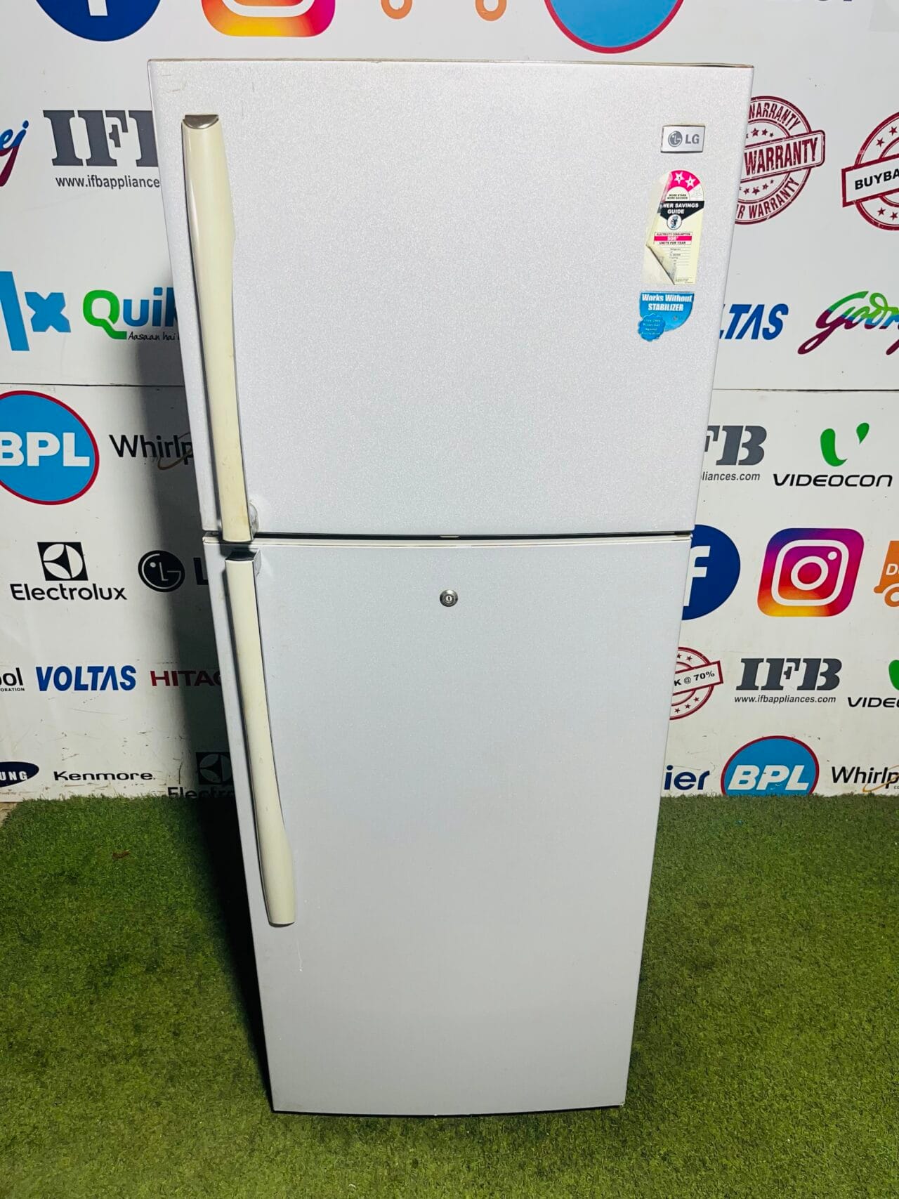 LG 4 star energy rating in build stabiliser white in colour 350 L gently use double door refrigerator