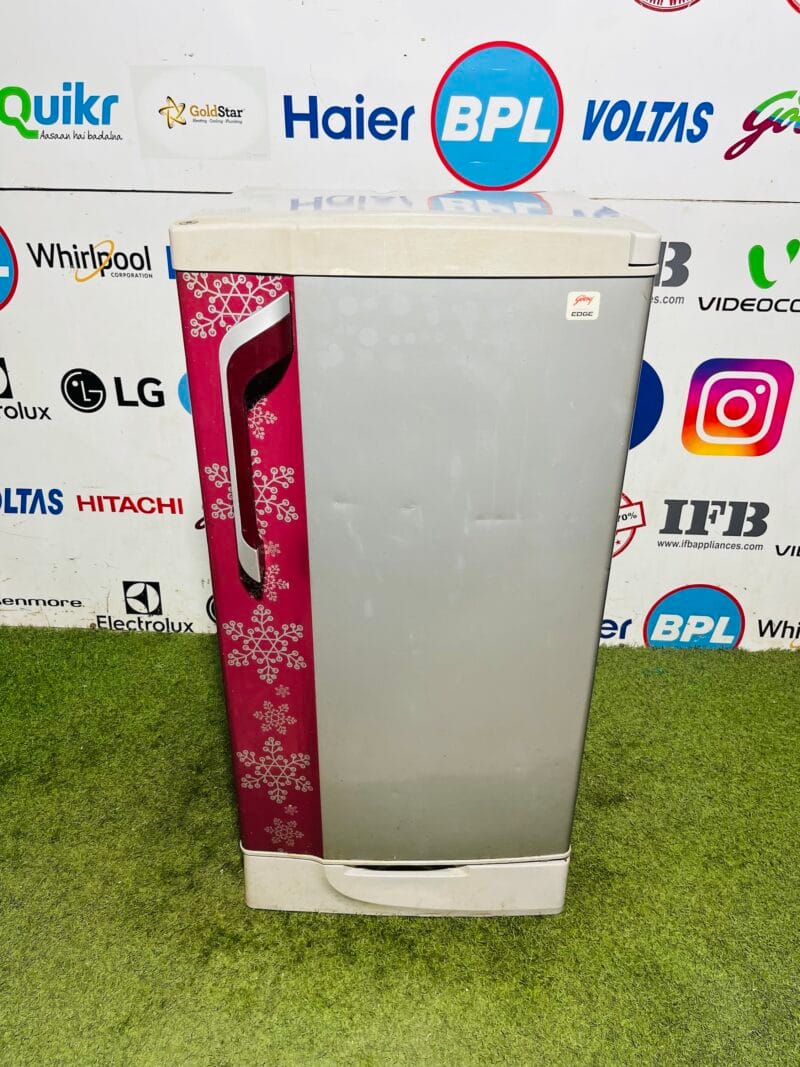 Godrej edge 5 star energy rating inbuilt stabiliser double colour with base stand and onion tray 190 ltr used single door fridge
