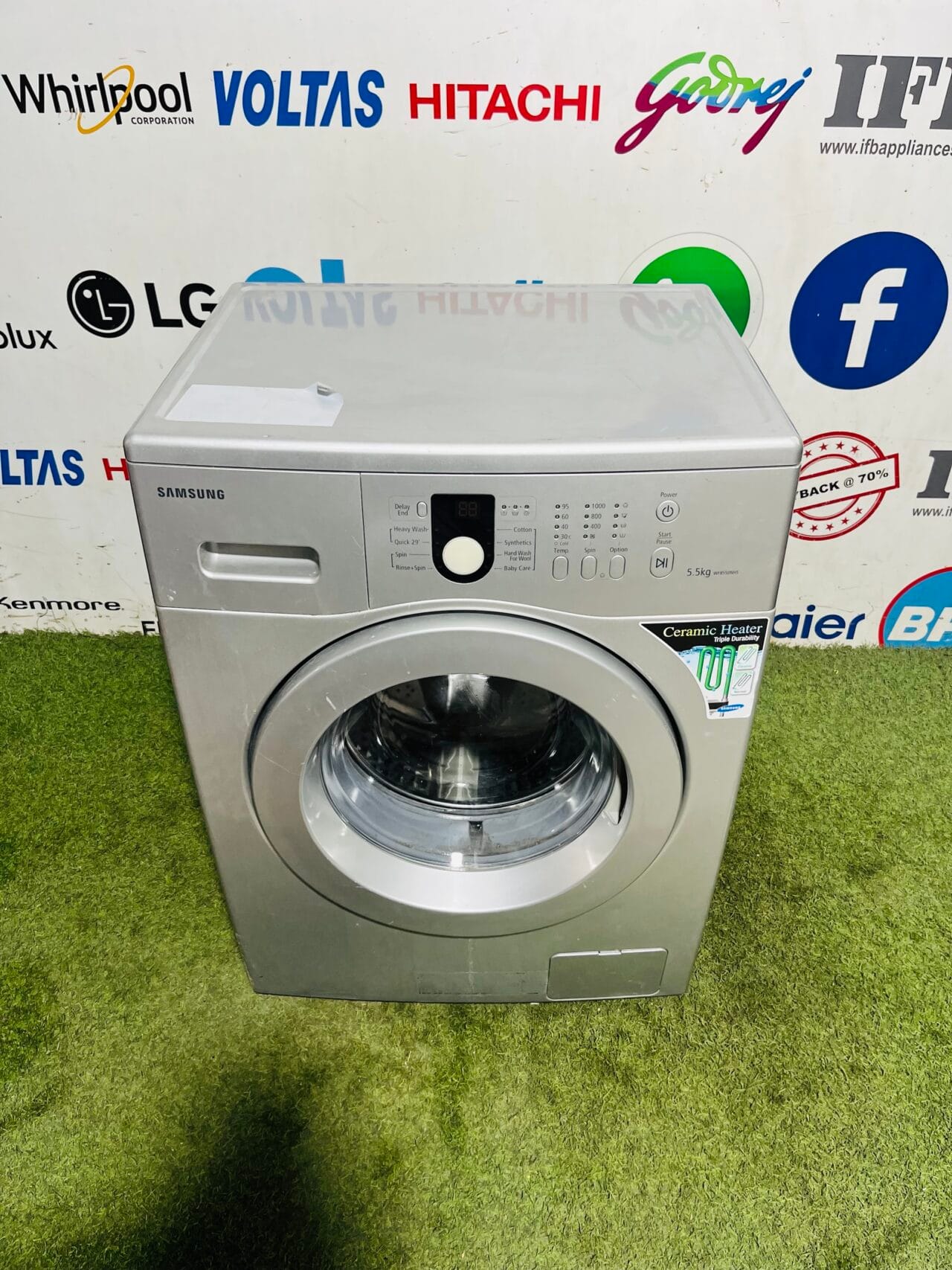 Samsung ceramic heater triple durability silver in colour 5.5 kg gently used fully automatic front load washing machine - Image 2
