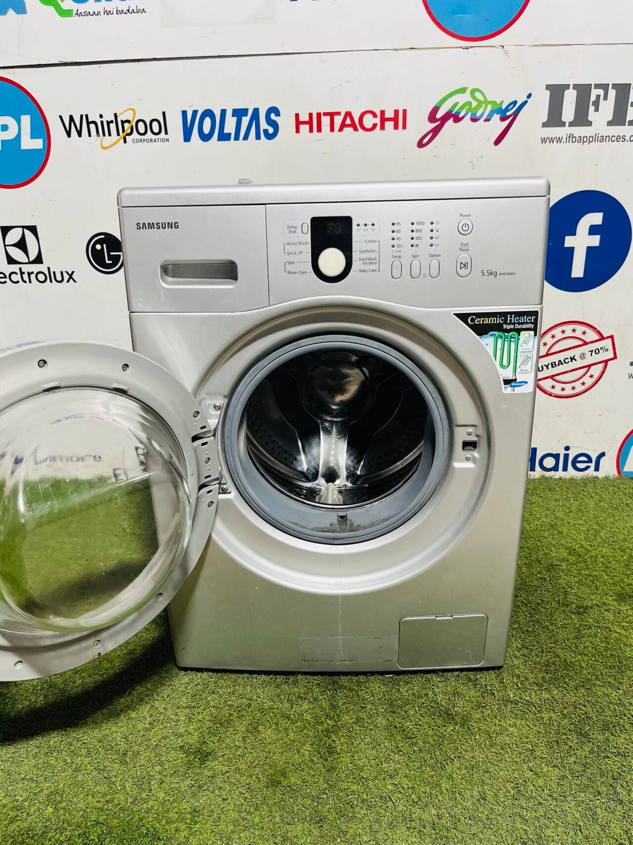 Samsung ceramic heater triple durability silver in colour 5.5 kg gently used fully automatic front load washing machine - Image 3
