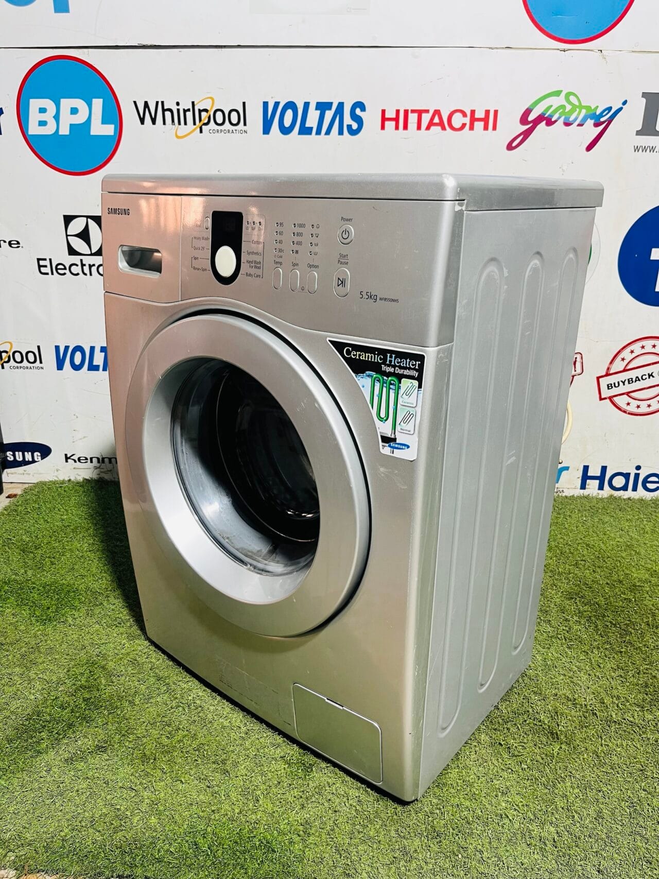 Samsung ceramic heater triple durability silver in colour 5.5 kg gently used fully automatic front load washing machine - Image 4