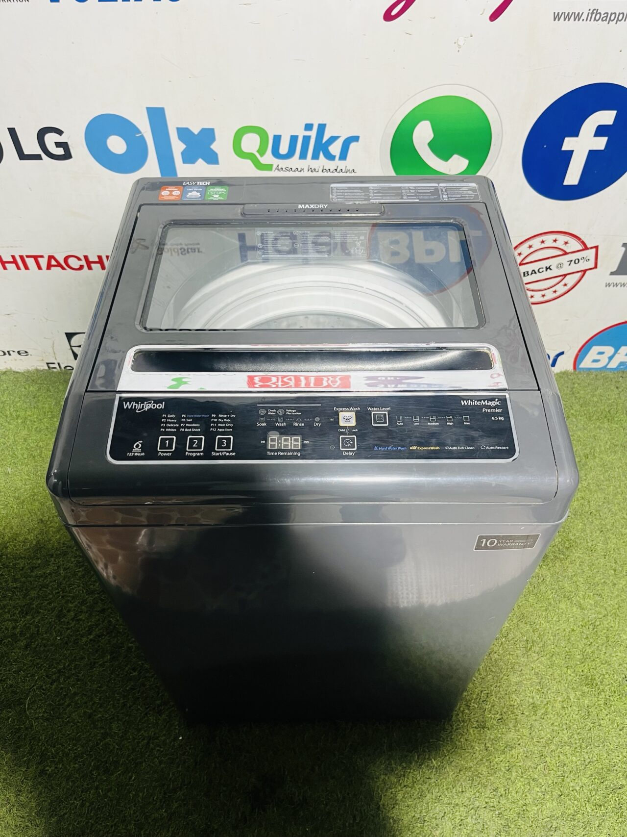 Whirlpool max dry white magic premier with auto tub clean and auto restart 6.5 kg gently used fully automatic top load washing machine - Image 2