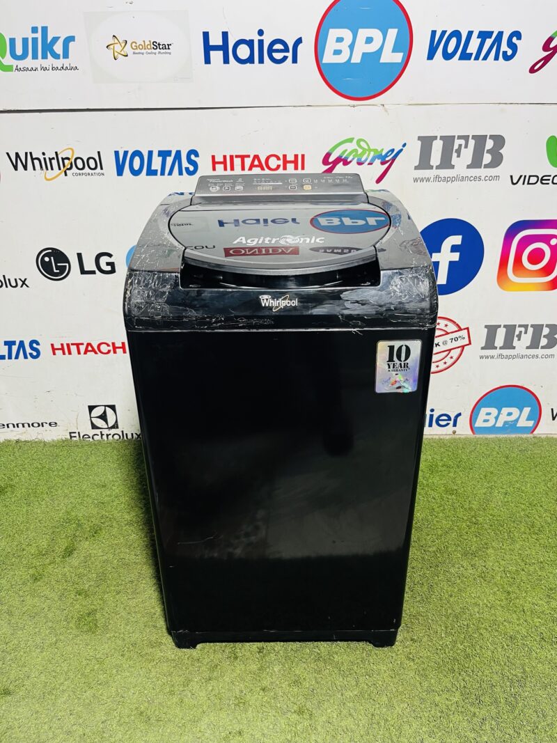 Whirlpool agitronic power wash with auto restart and auto tub clean 7.2 kg black in colour fully automatic top load washing machine
